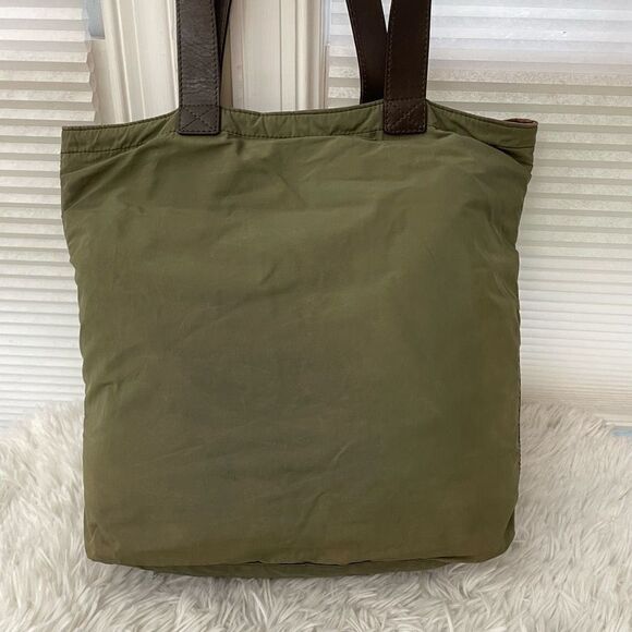 Celine Vintage Reversible Green Nylon & Brown Canvas Tote Shoulder Bag medium - Picture 4 of 12
